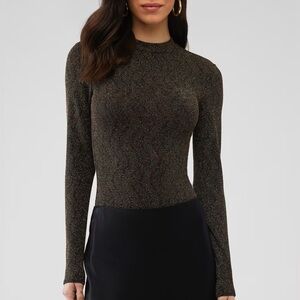 Show Me Your MuMu Black and Gold Long Sleeve High Neck Top S